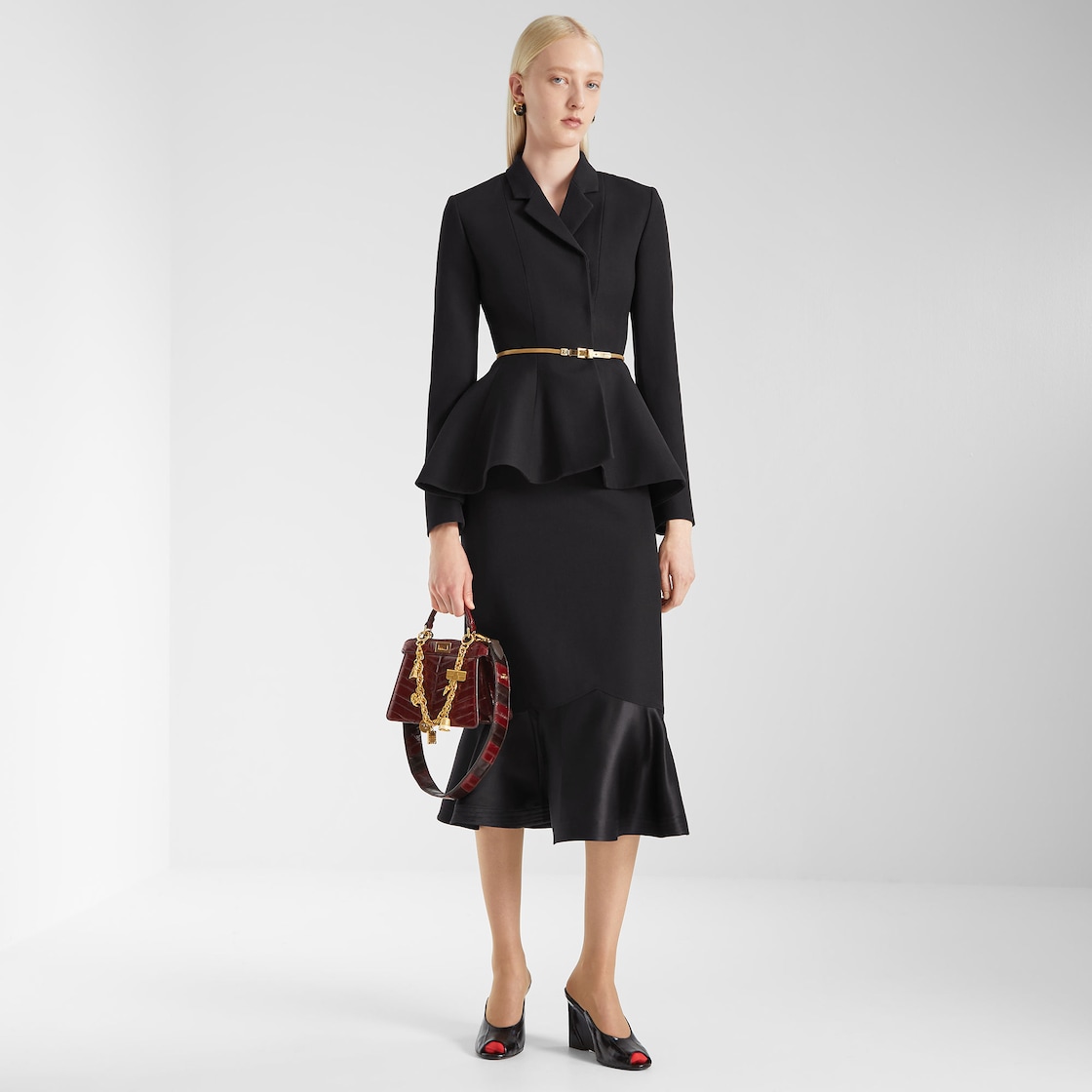 FENDI Peekaboo ISeeU Petite Burgundy inlaid hagfish leather bag - Image 4